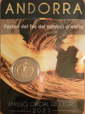Ανδόρα 2 ευρώ 2023 καινούργιο, φεστιβάλ φωτιάς θερινό ηλιοστάσιο