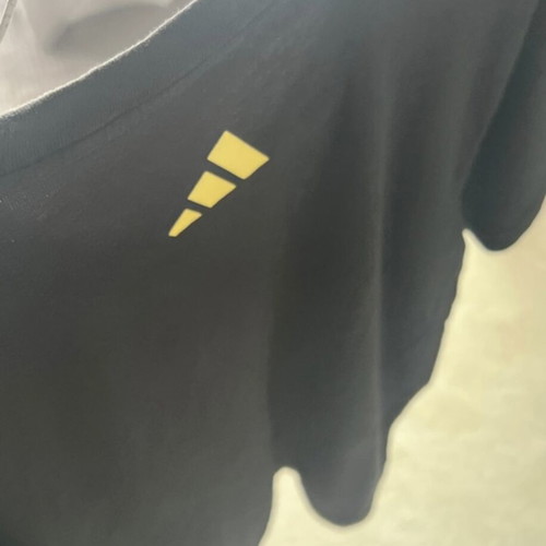 Adidas t shirt new, medium fits large, black and blue