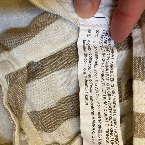 Stradivarius Crop Top like new, linen blend, size M, striped white beige