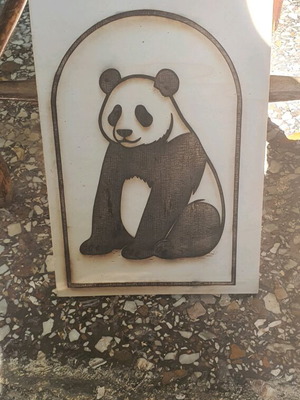 Wooden Wall Art Panda with Laser Engraving, handmade wall decor