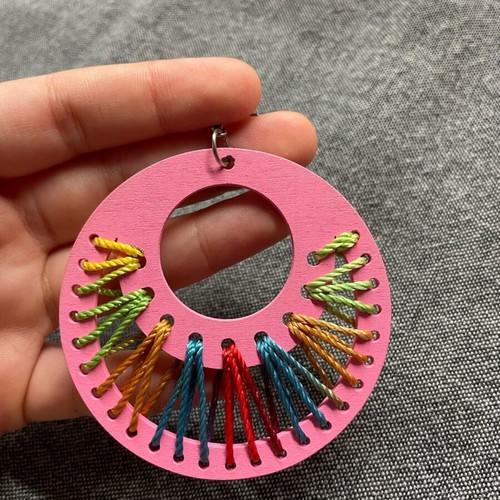 Earrings like new, multicolored, 7 cm diameter