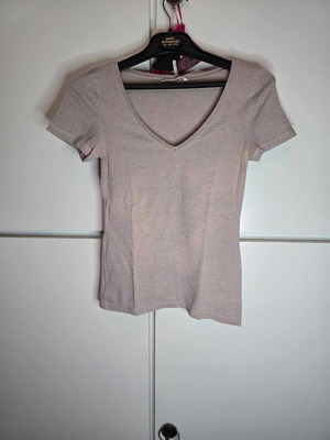 H&M short-sleeve blouse used, grey-pink, size S