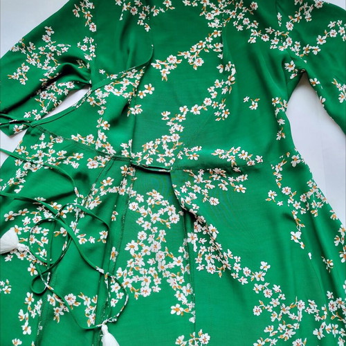 Faithfull The Brand Mini Wrap Dress Used, Green XS