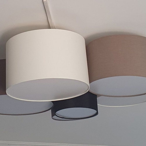 Eglo Pastore 6-Light Ceiling Lamp like new, dimmable fabric shades