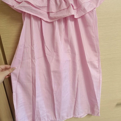 Long pink blouse with ruffles and elastic shoulders new