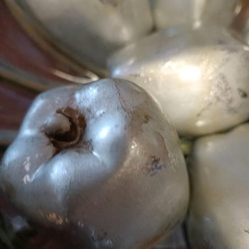 Ceramic decorative fruits silver color set of six like new