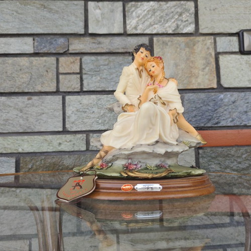 Vintage porcelain statues with wooden base new, made in Germany