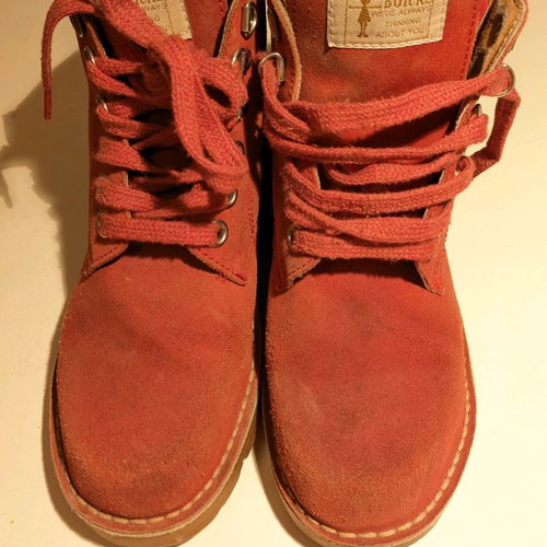 Suede boots used, red, size 38