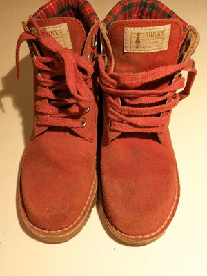 Suede boots used, red, size 38