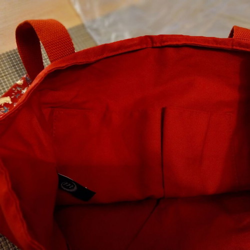 Cotton shoulder bag new, red with pattern from Paris Museum