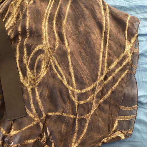 Pinko blouse like new, brown with gold, one shoulder, size L