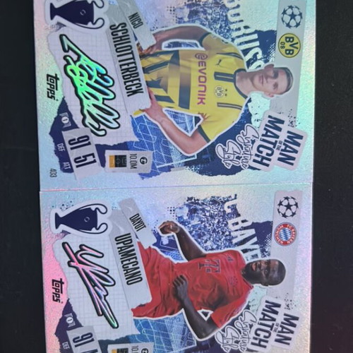 Nico Schlotterbeck and Upamecano Topps Man of the Match cards new