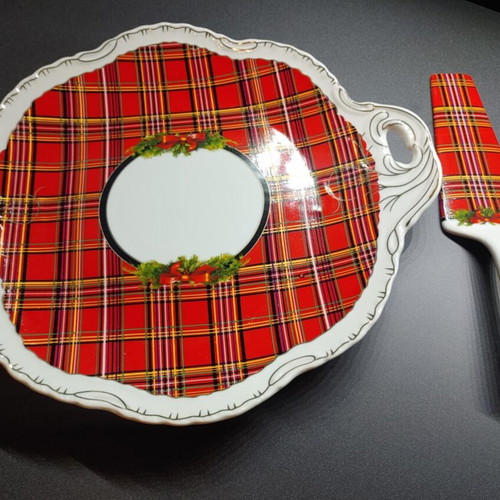 Christmas platter and spatula like new, 28 cm