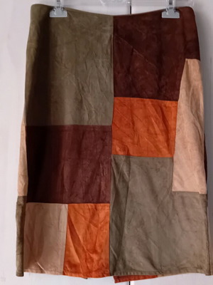 Women’s skirt brown patchwork suede Acrobat S used boho style