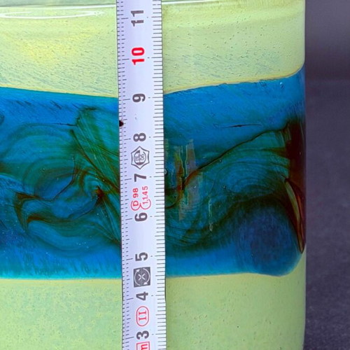 Handmade Ocean Waves Art Glass Candle Holder Vase like new