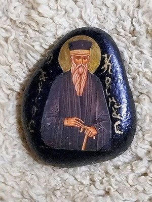 Saint Kosmas image on stone like new