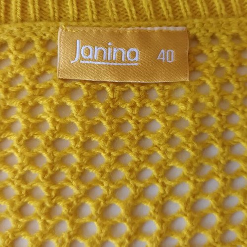 Janina women's yellow openwork pullover sweater, size L