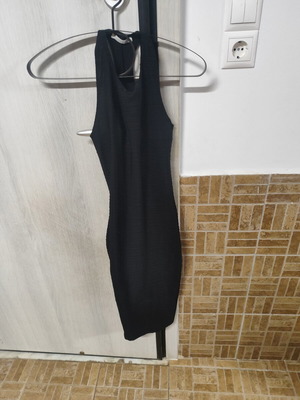 Zara black fitted midi dress sleeveless