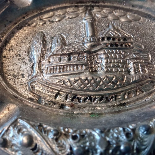 Vintage Gianniotiko Silver-Plated Filigree Ashtray by Petrou