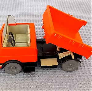 Vintage Playmobil πορτοκαλί ανατρεπόμενο φορτηγό Geobra 1975