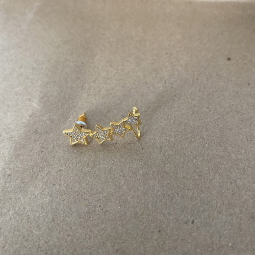 Ear Climber Gold Single Earring with Stars and Rhinestones like new