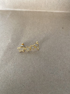 Ear Climber Gold Single Earring with Stars and Rhinestones like new
