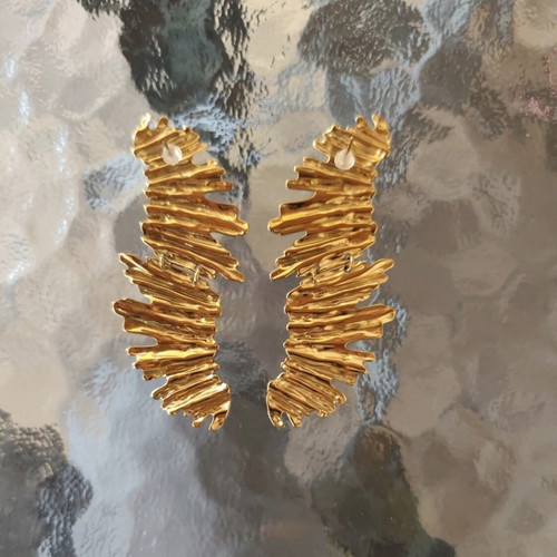 Statement earrings gold stainless steel 316L new by Άπεφθον
