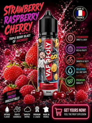 Vapofoly Strawberry Raspberry Cherry E-Liquid 50ml new