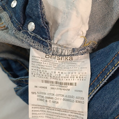 Bershka Denim Dungaree Shorts Blue Distressed, like new, size M