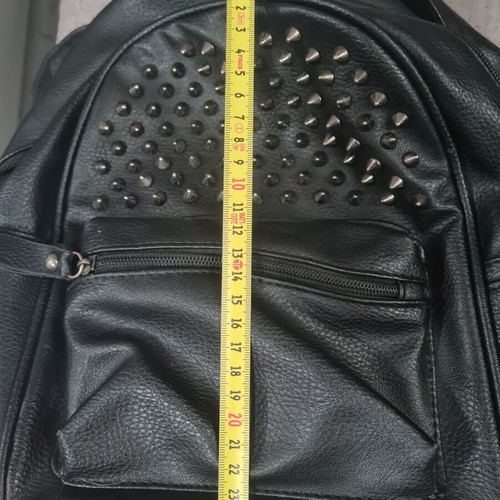 Black women's backpack in eco leather with metal studs