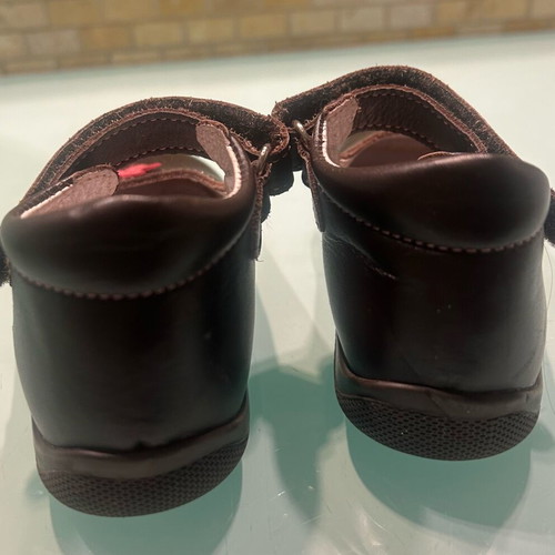 Mouger girls' ballerina shoes new, size 23, brown with fuchsia flowers