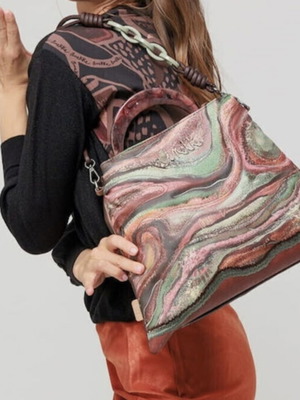 Anekke Shoulder Bag new, colorful with wooden handle
