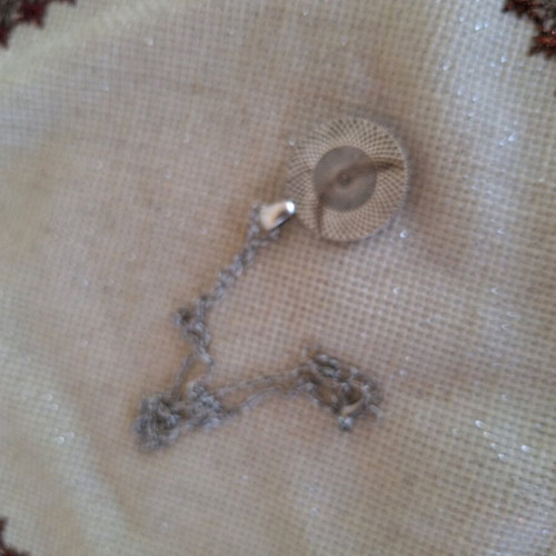 Metal necklace with letters pendant new, silver and white