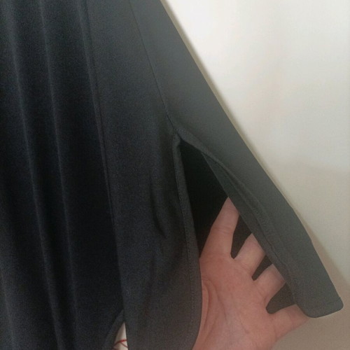 Mini dress like new, black, with draped detail and batwing sleeve