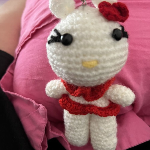 Hello Kitty keychain handmade, new, white and red