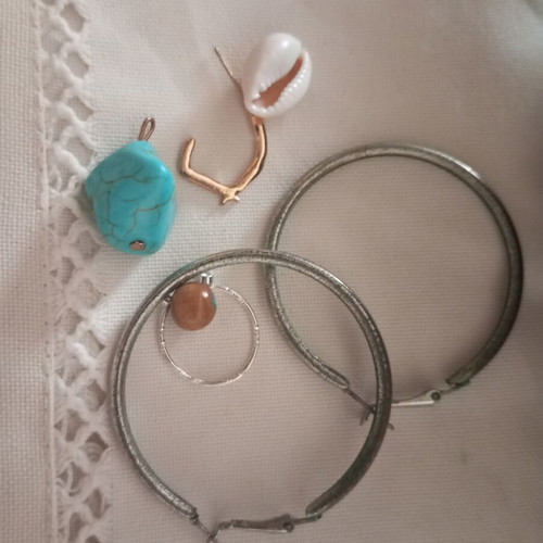 Earrings used, for crafts, two beads, one earring