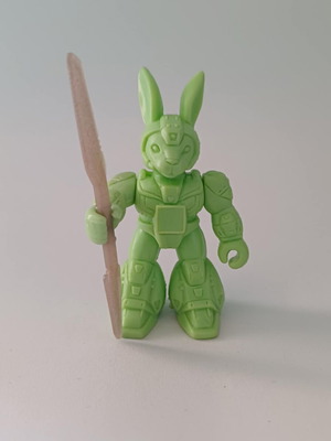 Teratomachos Green Rabbit figure used with weapon