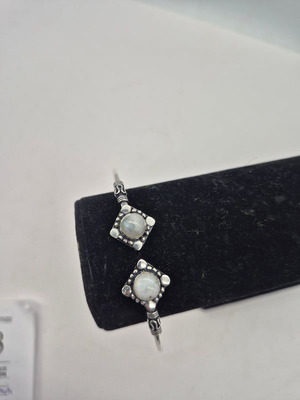 Silver Plated Moonstone Bangle Bracelet adjustable