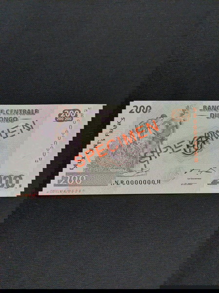 SPECIMEN. CONGO 200 FRANCS.