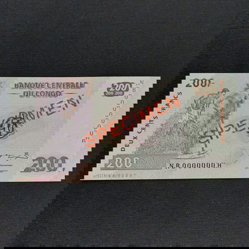 SPECIMEN. CONGO 200 FRANCS.
