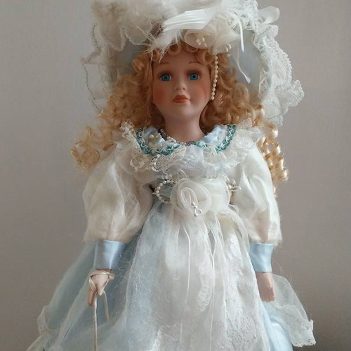 Vintage doll like new with organza and lace dress