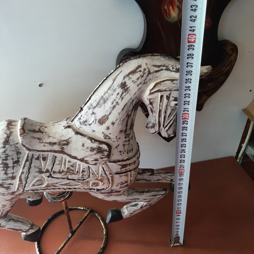 Large vintage wooden decorative horse