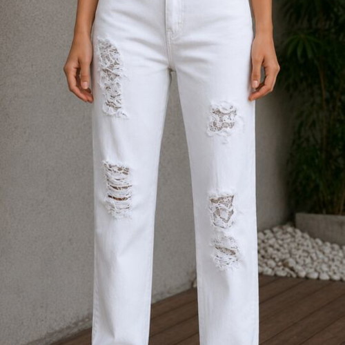 Mango white jeans with rips, size S