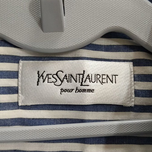 YSL Yves Saint Laurent long sleeve shirt, blue and white stripes, size XL