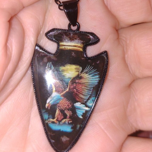 Eagle Necklace new with colorful pendant and black chain