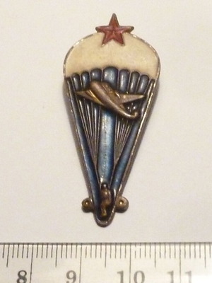 Rare military badge with enamel and screw from 1960s, parachute troops like new