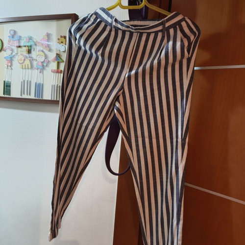 Stradivarius striped pants like new, set of 2 beige white and blue white
