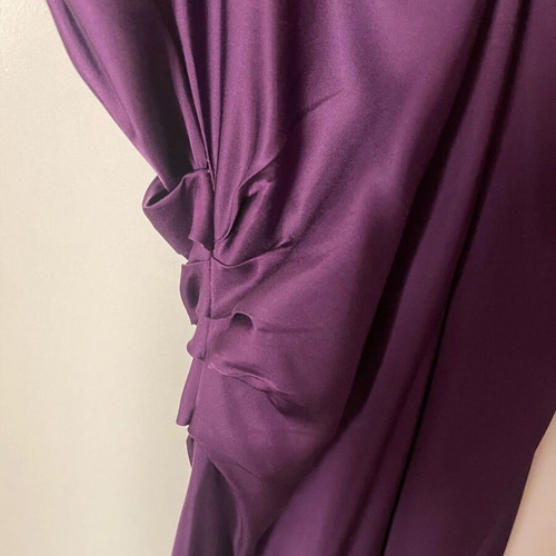 VICOLO purple satin long dress new with thin straps and draped detail