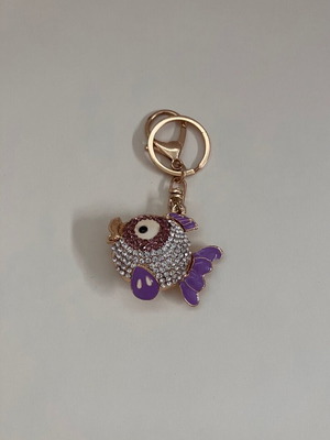 Fish keychain with rhinestones and clip new