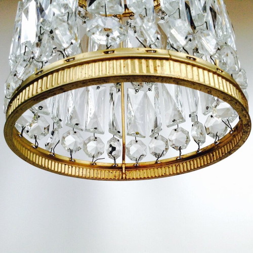 Brass ceiling light used with crystals